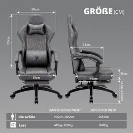 luxuskollektion Ergonomischer Gaming Stuhl mit Massagefunktion und Fußstütze