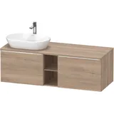 Duravit D-Neo Konsolenwaschtischunterschrank für Becken links mit 2 Auszügen und 2 offene Fächer, Griff chrom, DE4950L10550000, Farbe: Eiche Marmoriert Dekor