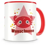 Samunshi® Kindertasse mit Namen Tasse Süße Krabbe Personalisierte Tasse mit Namen Kinder Kinderbecher mit Namen Kindergarten rot 300ml