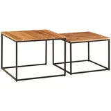 KADIMA DESIGN Industrie-Stil Wohnzimmertisch 2er Set, Holz & Metall, Quadratisch