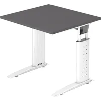 Hammerbacher höhenverstellbarer Schreibtisch grafit quadratisch, C-Fuß-Gestell weiß 80,0 x