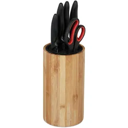 Relaxdays Relaxdays Messerblock unbestückt aus Bambus, ohne Messer, für 10 Messer aller Art, Messerhalter HxD 23x12,5 cm, natur
