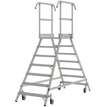 Krause Stabilo Podestleiter Arbeitshöhe 3,7 m, 2 x 7 Sprossen, Aluminium)