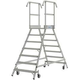 Krause Stabilo Podestleiter Arbeitshöhe 3,7 m, 2 x 7 Sprossen, Aluminium)