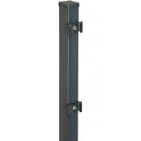 Floraworld Vierkant-Zaunpfosten mit Klemmplättchen 4 cm x 4 cm x 200 cm Anthrazit