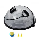 Vevor Halb-Gymnastikball-Trainer, 584 mm Balance-Ball-Trainer, Stabilitätsball mit 300 kg Tragkraft, Yoga-Ball mit Widerstandsbändern und Fußpumpe, Kraft-Fitnessball für das Heim-Fitnessstudio, Grau