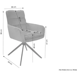 byLIVING Esszimmerstuhl PURA, 2-er Set, Cordbezug dunkelgrau, Gestell schwarz