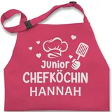 Kinderschürze Schürze Kinder Jungen - Kochschürze - Junior Chefköchin mit Namen- Geschenk für Mädchen Küche Küchenhelferin - 2-6 Jahre - Pink - kinderkochschürze koch kinderkochschürzen - 2-6 Jahre