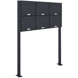 AL Briefkastensysteme 6er Standbriefkasten Anlage Freistehend RAL 7016 Anthrazit