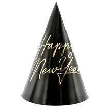 Partydeco Partyhut 6 St. Schwarz/Gold
