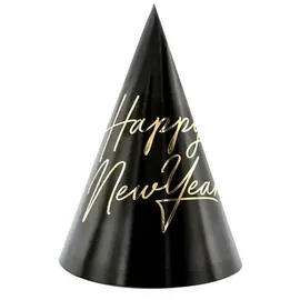 Partydeco Partyhut 6 St. Schwarz/Gold