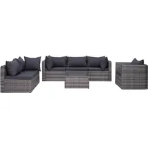 vidaXL Polyrattan Lounge-Set grau inkl. Auflagen 44158