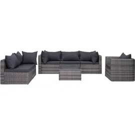 vidaXL Polyrattan Lounge-Set grau inkl. Auflagen 44158