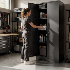 Tectake Brandon Aktenschrank 60 x 40 x 180,5 cm schwarz