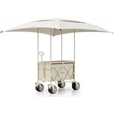 Join Nature 3-in-1 Bollerwagen Faltbar mit Camping-Tischplatte & Sonnendach, Faltbarer Bollerwagen 160L, Breite Reifen Strandwagen Klappbar für Alle Gelände Camping, Hunde, Strand, Transport