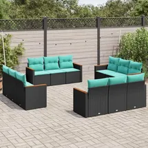 vidaXL Gartensofa-Set 12-tlg. schwarz