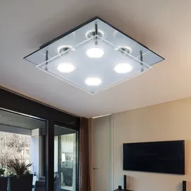 GLOBO Deckenleuchte 4 flammig eckig Chrom Glas