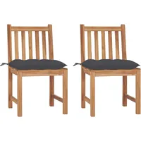 HOMMIE© Outdoor-Stuhl ,2er Set Gartenstühle mit Kissen Massivholz Teak Relaxsessel Armlehnstuhl & schlichten Design