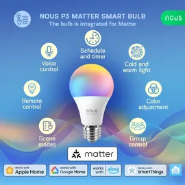 Nous Smarte Glühbirne RGB E27 (P3) 2 St.