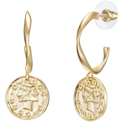 Lulu & Jane Ohrhänger Münze Metall-Legierung in Gelbgold Ohrringe   Damen