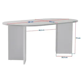 HANAH Home Moderner Esstisch 180 x 90 x 75 cm Travertin/braun