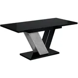 altdecor Schwarz Hochglanz, Grau, Holzwerkstoff, Rechteckig,Rechteckig, Bodenplatte, 80x75x120 cm, Esszimmer, Tische, Esstische