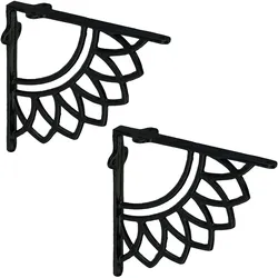 Relaxdays Regalträger, 2er Set, Gusseisen, Mandala-Motiv, antikes Design, Winkel für Regalbretter, Regalhalter, schwarz