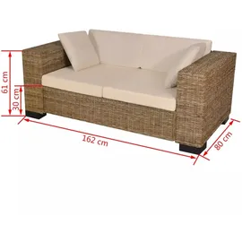 vidaXL Sofa-Set 2-Sitzer natur