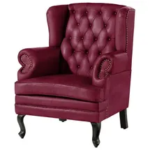 Massivmoebel24 Ohrensessel Chesterfield Leder 88 x 105 x 81 cm Rot