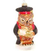 Krebs Glas Lauscha Weihnachtsornament Eule Professor 1-tlg. 11cm