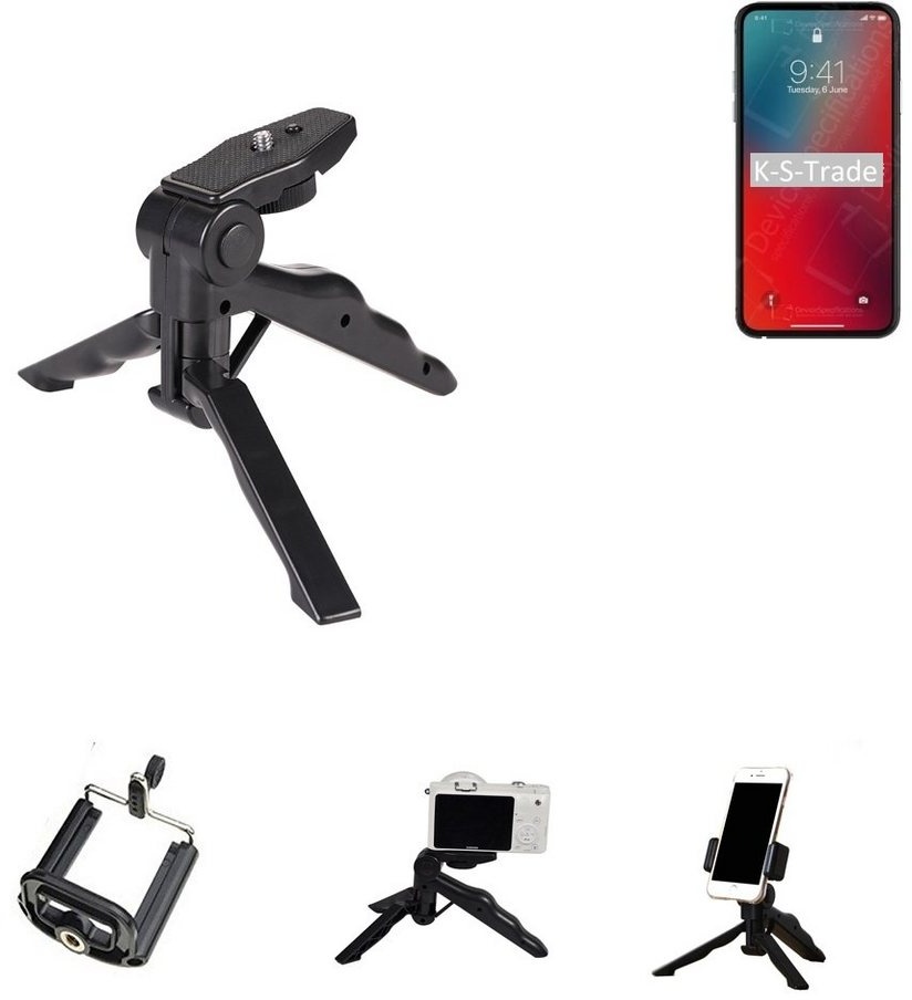 K-S-Trade für Apple iPhone 12 Pro Max Smartphone-Halterung, (Stativ Tisch-Ständer Dreibein Handy-Stativ Ständer Mini-Stativ) schwarz