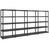 vidaXL Lagerregal mit 5 Böden Schwarz 366x45,7x185 cm Kunststoff