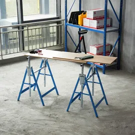 Homcom Gerüstbock Stahl 68 x 58 x 80-130 cm blau höhenverstellbar