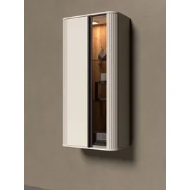 OTTO home Hängevitrine OTTO HOME "Rondo, Wandschrank, Schwebendes Design für modernen Wohnraum", beige (cashmere farbe), B:58cm H:117cm T:30cm, Glas, Holzwerkstoff, MDF, Schränke, UV lackiert, Soft Close Funktion, Beleuchtung, Wandmontage