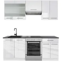Vicco Küchenzeile Fame-Line 200 cm Weiß Hochglanz