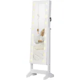Beyamis Schmuckschrank Mit Verstellbarem Spiegel Und 20 Led-leuchten, Holz, Weiß, 40 X 37 X 146 Cm