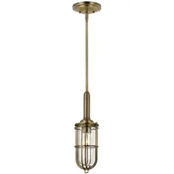 Licht-Erlebnisse Pendelleuchte DACIO dunkles Messing Antik mit Klarglas 1x E27 bis 60W LE121464