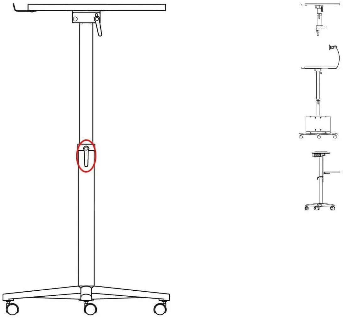 Klemmhebel für Säule von Stehpulten und Beamertischen