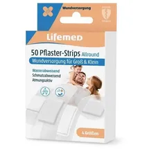 Lifemed Pflaster-Strips halbtransparent Allround 4 Größen