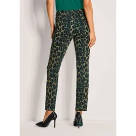 Madeleine Leggings Gerade Jersey-Leggings mit Animal-Print Petrol/Schwarz 18