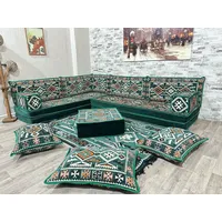 CaddeBuy Sofa Arabische Ecke Majlis, Orientalische Sitzecke, Boden Sofa Kissen, 16 Teile grün