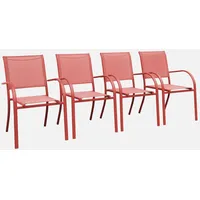 Sweeek 4er-Set stapelbare Gartenstühle aus Aluminium und Textilene, terrakotta,