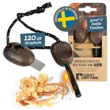LIGHT MY FIRE Feuerstahl Outdoor Scout 2-in-1 mit Notfallpfeife, Feuerstahl Survival Gadget Feuerstein Feuerzeug, Ewiges Streichholz mit Bio-basierter Kunststoffgriff 3000 Zündungen