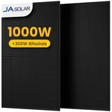 Powerness® JA Solar 1000Wp Full Black Bifazial Glas-Glas Solarmodul, 2x 500W PV Panel für Balkonkraftwerk
