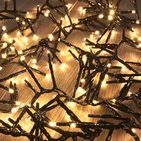 Mojawo Cluster-Lichterkette LEDs Innen und Außen warmweiß Kabel Dunkelgrün