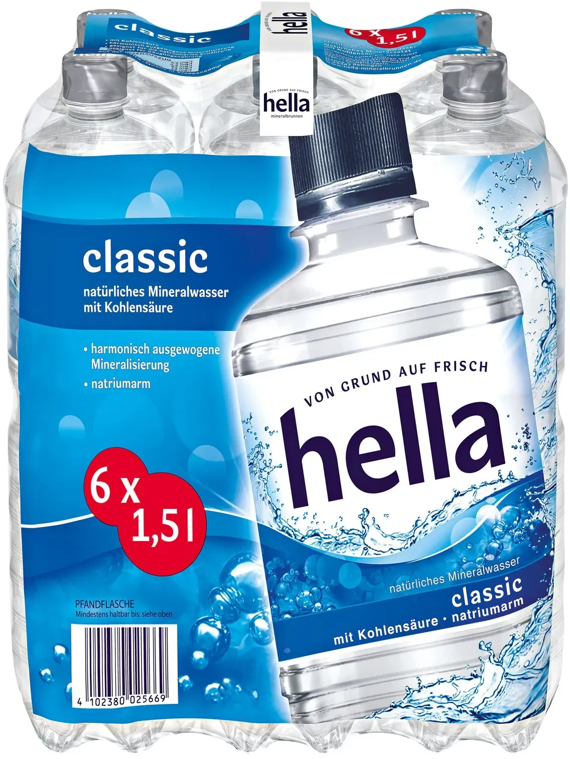 Hella Mineralwasser Classic 1,5 Liter, 6er Pack