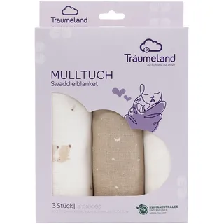 Träumeland Mulltücher 3er-Set 80x80cm - beige