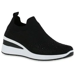 Damen Sneaker Wedges in Schwarz
