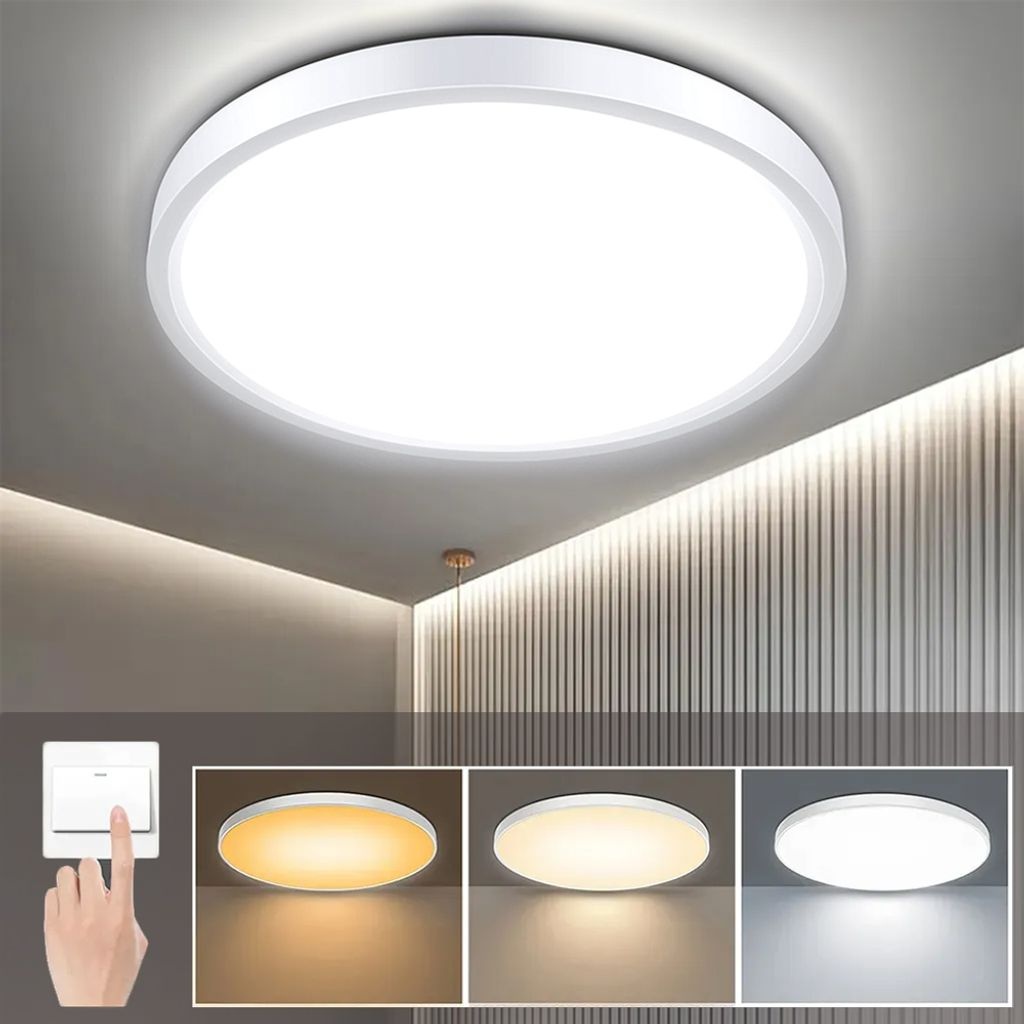 Lapalife LED Deckenleuchte Flach, Rund Badlampe Deckenlampen 40W, 3000LM Modern Panel Lampe für Badezimmer Wohnzimmer Schlafzimmer Badezimmer, Ø3...