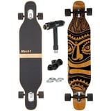 Mach1 Longboard aus Bambus mit Keramik Kugellager - Camber Drop Through Cruiser Board (Spar-Set inkl. T-Tool und extra Bushings, Longboard + T-Tool + 4er Set 85A Bushings), Twin Tip schwarz